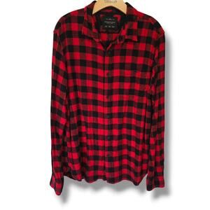 Denim & Flower Ricky Singh Red & Black Buffalo Check Flannel – XL